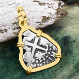 1685 Rimac River "Good Luck" Spanish 1/2 Reale "Piece of Eight" 14K Gold Pendant