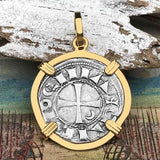 Templar Knights Era Antioch Crusader Medieval Silver Denier - Helmet Head - Coin of the Crusades 14K Gold Pendant