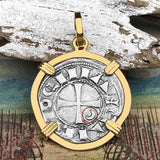 Templar Knights Era Antioch Crusader Medieval Silver Denier - Helmet Head - Coin of the Crusades 14K Gold Pendant