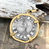 Templar Knights Era Antioch Crusader Medieval Silver Denier - Helmet Head - Coin of the Crusades 14K Gold Pendant