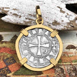 Templar Knights Era Antioch Crusader Medieval Silver Denier - Helmet Head - Coin of the Crusades 14K Gold Pendant