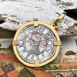 Templar Knights Era Antioch Crusader Medieval Silver Denier - Helmet Head - Coin of the Crusades 14K Gold Pendant