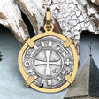 Templar Knights Era Antioch Crusader Medieval Silver Denier - Helmet Head - Coin of the Crusades 14K Gold Pendant
