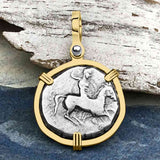 Ancient Greek Dolphin Rider “Boy on the Dolphin” Silver Nomos Zero-Die Axis 14K Gold Pendant