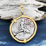Ancient Greek Dolphin Rider “Boy on the Dolphin” Silver Nomos Zero-Die Axis 14K Gold Pendant