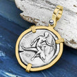 Ancient Greek Dolphin Rider “Boy on the Dolphin” Silver Nomos Zero-Die Axis 14K Gold Pendant