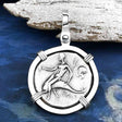 Ancient Greek Dolphin Rider “Boy on the Dolphin” Silver Nomos 14K White Gold Pendant