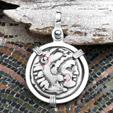 Ancient Greek Alexander the Great Silver Drachm Coin Sterling Silver Pendant