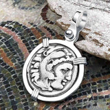 Ancient Greek Alexander the Great Silver Drachm Coin Sterling Silver Pendant