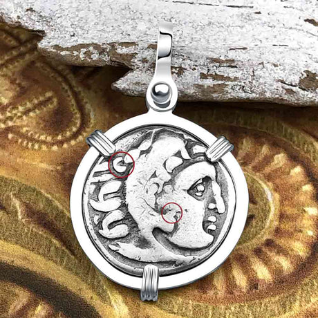 Ancient Greek Alexander the Great Silver Drachm Coin Sterling Silver Pendant