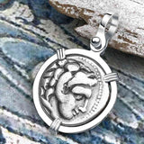 Ancient Greek Alexander the Great Silver Drachm Coin Sterling Silver Pendant