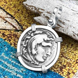 Ancient Greek Alexander the Great Silver Drachm Coin Sterling Silver Pendant