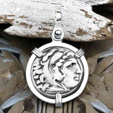 Ancient Greek Alexander the Great Silver Drachm Coin Sterling Silver Pendant