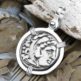 Ancient Greek Alexander the Great Silver Drachm Coin Sterling Silver Pendant