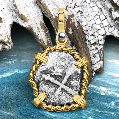 1715 Fleet Shipwreck Pirate Era Spanish 1 Reale "Piece of 8" 14K Gold Pendant