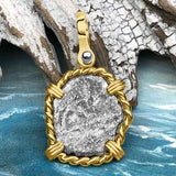 1715 Fleet Shipwreck Pirate Era Spanish 1 Reale "Piece of 8" 14K Gold Pendant