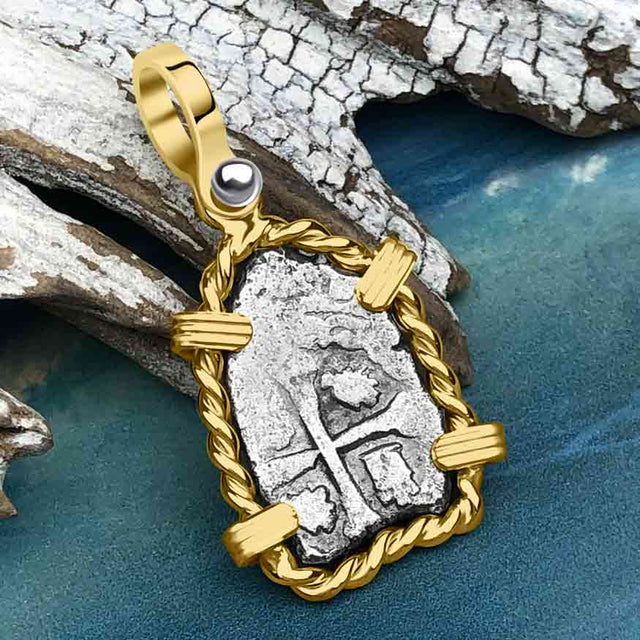 1715 Fleet Shipwreck Pirate Era Spanish 1 Reale "Piece of 8" 14K Gold Pendant
