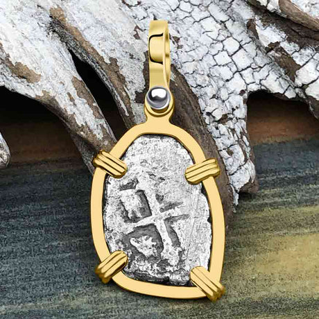 1715 Fleet Shipwreck Pirate Era Spanish 1 Reale "Piece of 8" 14K Gold Pendant