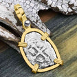 1715 Fleet Shipwreck Pirate Era Spanish 1 Reale "Piece of 8" 14K Gold Pendant