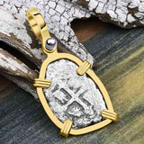 1715 Fleet Shipwreck Pirate Era Spanish 1 Reale "Piece of 8" 14K Gold Pendant