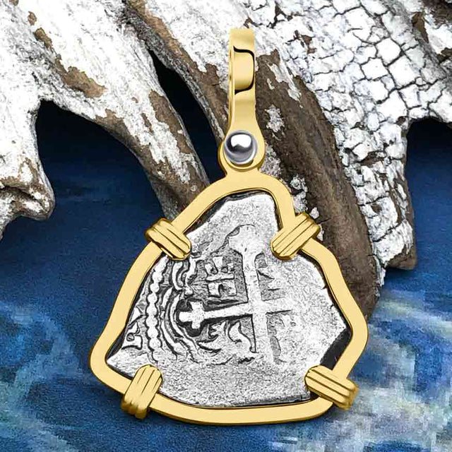 1715 Fleet Shipwreck Pirate Era Spanish 1 Reale "Piece of 8" 14K Gold Pendant
