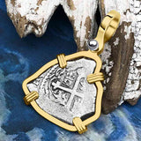 1715 Fleet Shipwreck Pirate Era Spanish 1 Reale "Piece of 8" 14K Gold Pendant