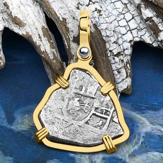 1715 Fleet Shipwreck Pirate Era Spanish 1 Reale "Piece of 8" 14K Gold Pendant