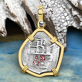 RARE DATED 1715 Fleet Shipwreck Pirate Era Spanish 1 Reale "Piece of 8" 14K Gold Pendant