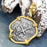 Rare Dated 1715 Fleet Shipwreck Spanish 1 Reale "Piece of 8" 14K Gold Pendant 