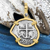 RARE DATED 1715 Fleet Shipwreck Spanish 1 Reale "Piece of 8" 14K Gold Pendant