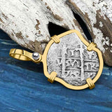 RARE DATED 1715 Fleet Shipwreck Spanish 1 Reale "Piece of 8" 14K Gold Pendant