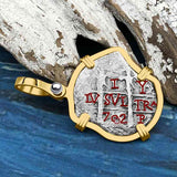 RARE DATED 1715 Fleet Shipwreck Spanish 1 Reale "Piece of 8" 14K Gold Pendant