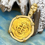 Pirate Era circa 1611 22K Gold One Escudo - the Legendary Doubloon - 18K Gold Pendant