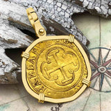 EXTREMELY RARE Kempen Hoard circa 1550 22K Gold One Escudo - the Legendary Doubloon - 18K Gold Pendant