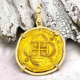 EXTREMELY RARE Kempen Hoard circa 1575 22K Gold Four Escudo - the Legendary Doubloon - 18K Gold Pendant