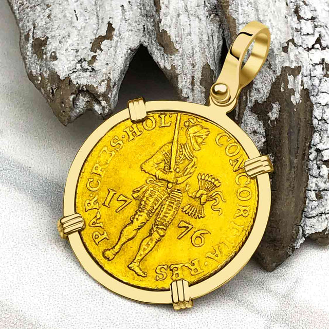 RARE 1776 23K Gold Ducat of the Dutch East India Company VOC 18K Gold Pendant
