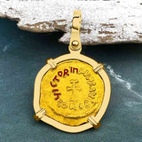 Byzantine Empire Gold Victory Cross Tremissis Coin Circa 582 AD in 18K Gold Pendant