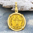 Byzantine Empire 24K Gold VICTORY Angel Solidus Coin Circa 582 AD in 18K Gold Pendant
