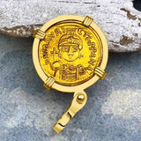 Byzantine Empire 24K Gold VICTORY Angel Solidus Coin Circa 582 AD in 18K Gold Pendant