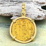 Roman Byzantine Empire VICTORY Angel 24K Gold Solidus Coin circa 476 AD 18K Gold Pendant