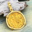 Roman Byzantine Empire VICTORY Angel 24K Gold Solidus Coin circa 476 AD 18K Gold Pendant