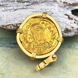 Roman Byzantine Empire VICTORY Angel 24K Gold Solidus Coin circa 476 AD 18K Gold Pendant