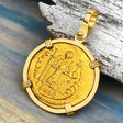 Byzantine Empire 24K Gold VICTORY Angel Solidus Coin Circa 527 AD in 18K Gold Pendant