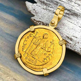 Byzantine Empire 24K Gold VICTORY Angel Solidus Coin Circa 527 AD in 18K Gold Pendant