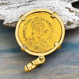 Byzantine Empire 24K Gold VICTORY Angel Solidus Coin Circa 527 AD in 18K Gold Pendant