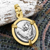 Ancient Greek Lion Hemidrachm 400 BC 14K Gold Pendant