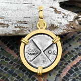 Ancient Greek Lion Hemidrachm 400 BC 14K Gold Pendant