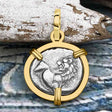 Ancient Greek Lion Hemidrachm 400 BC 14K Gold Pendant