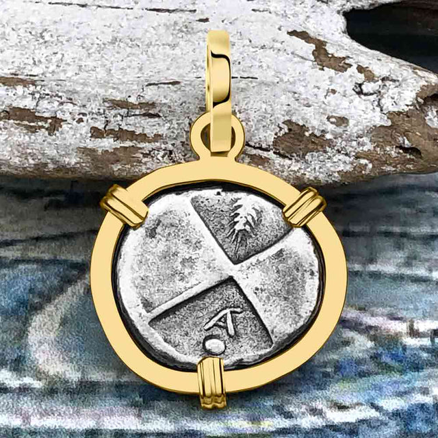 Ancient Greek Lion Hemidrachm 400 BC 14K Gold Pendant