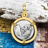 Ancient Greek Lion Hemidrachm 400 BC 14K Gold Pendant